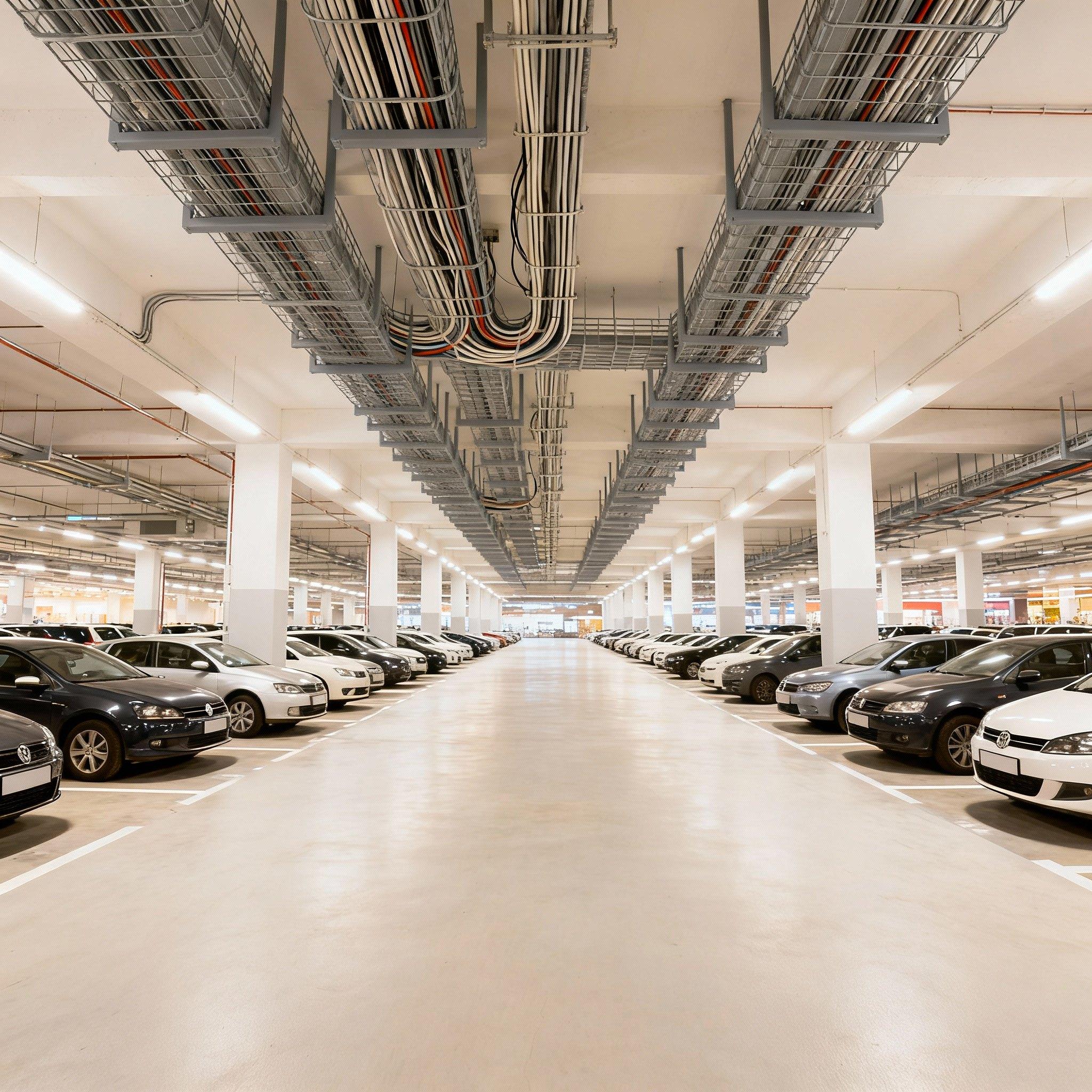 Применение проволочных лотков в подземных паркингах и стоянках