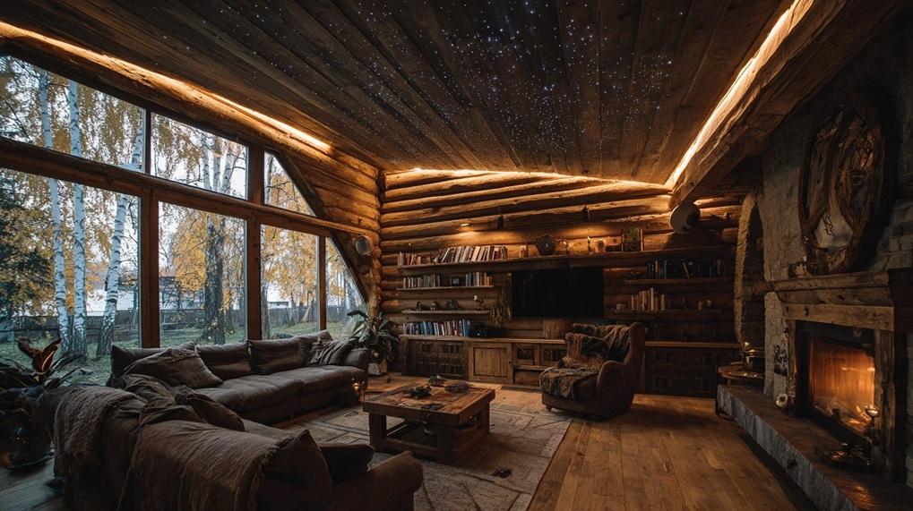 Натяжной потолок в дачном доме под Санкт-Петербургом