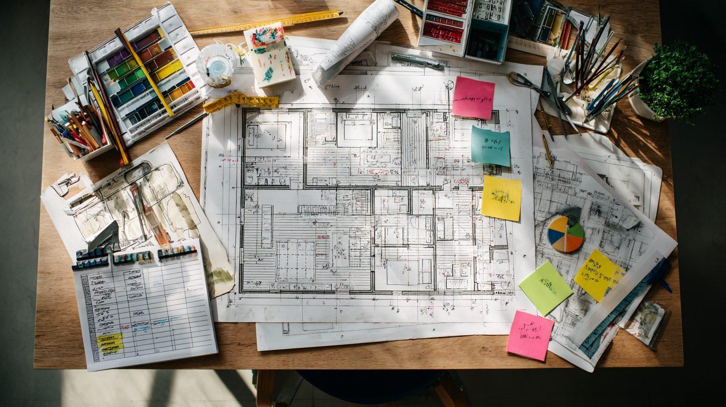 Схема планирования ремонта квартиры с элементами бюджета и чертежей